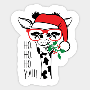 Fun Santa Giraffe Sticker